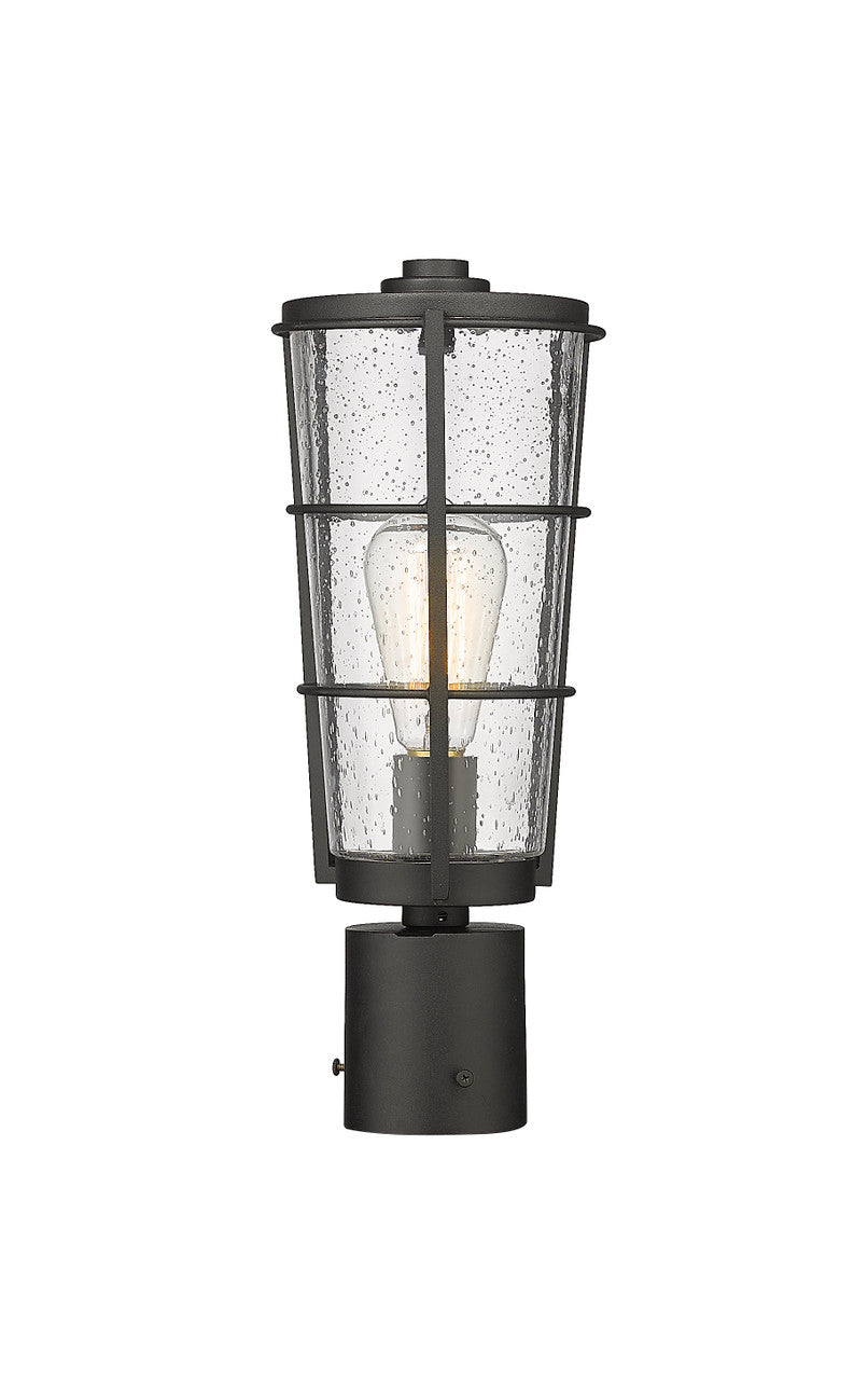 Z-Lite Helix 1 Light Outdoor Post Mount Fixture in Black 591PHM-BK