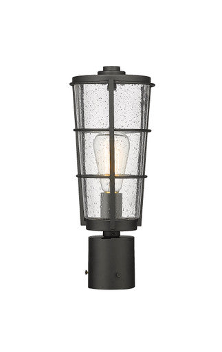 Z-Lite Helix 1 Light Outdoor Post Mount Fixture in Black 591PHM-BK