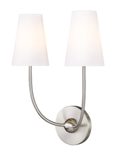 Z-Lite Shannon 2 Light Wall Sconce in Brushed Nickel 3040-2S-BN