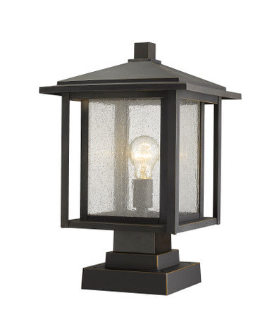 Z-Lite Aspen 1 Light Outdoor Pier Mounted Fixture in Oil Rubbed Bronze 554PHBS-SQPM-ORB