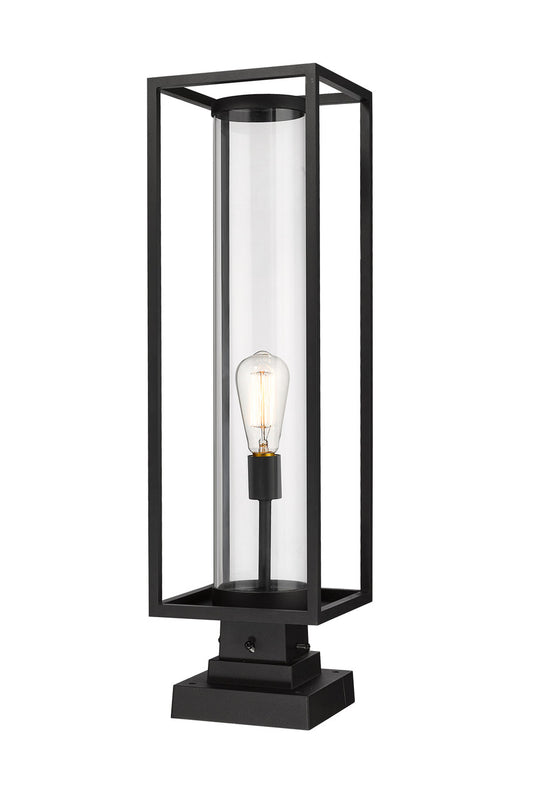 Z-Lite Dunbroch 1 Light Outdoor Pier Mounted Fixture in Black 584PHBS-SQPM-BK