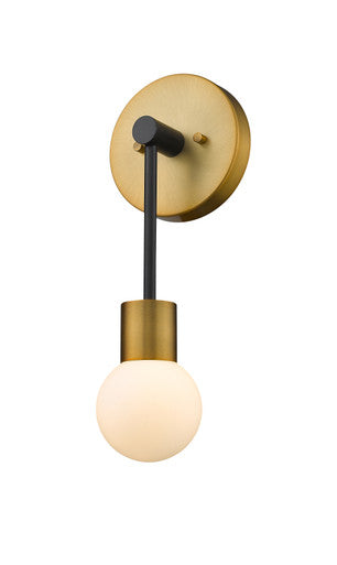 Z-Lite Neutra 1 Light Wall Sconce in Matte Black + Foundry Brass 621-1S-MB-FB