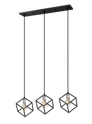 Z-Lite Vertical 3 Light Linear Chandelier in Matte Black + Brushed Nickel 478-3L-MB-BN