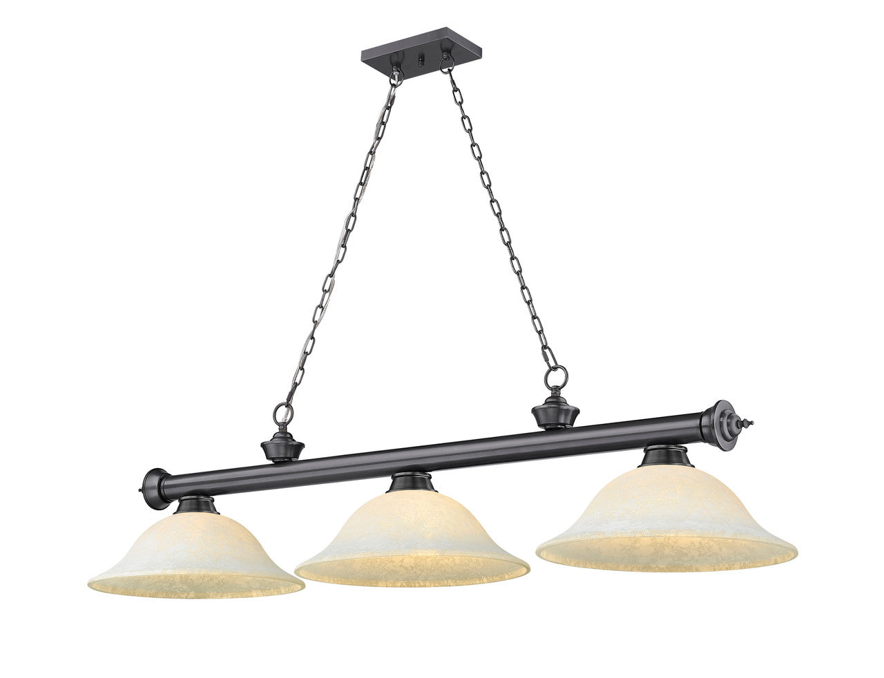 Z-Lite Cordon 3 Light Billiard in Bronze Plate 2306-3BP-WM16