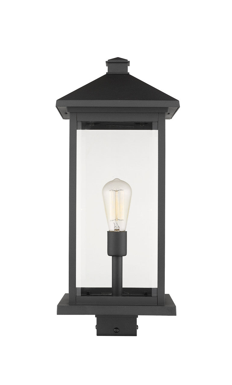 Z-Lite Portland 1 Light Outdoor Post Mount Fixture in Black 531PHBXLS-BK