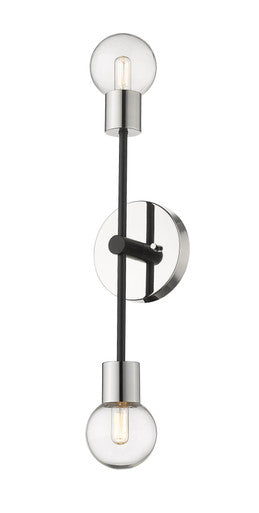 Z-Lite Neutra 2 Light Wall Sconce in Matte Black + Polished Nickel 621-2S-MB-PN