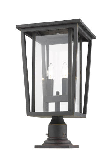 Z-Lite Seoul 2 Light Outdoor Pier Mounted Fixture in Oil Rubbed Bronze 571PHBR-533PM-ORB