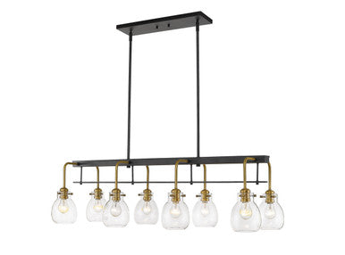 Z-Lite Kraken 8 Light Linear Chandelier in Matte Black + Olde Brass 466-8L-MB-OBR