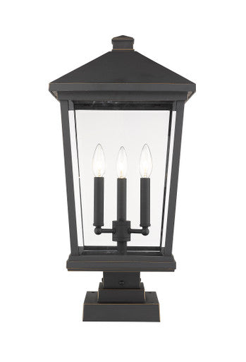 Z-Lite Beacon 3 Light Outdoor Pier Mounted Fixture in Oil Rubbed Bronze 568PHXLS-SQPM-ORB