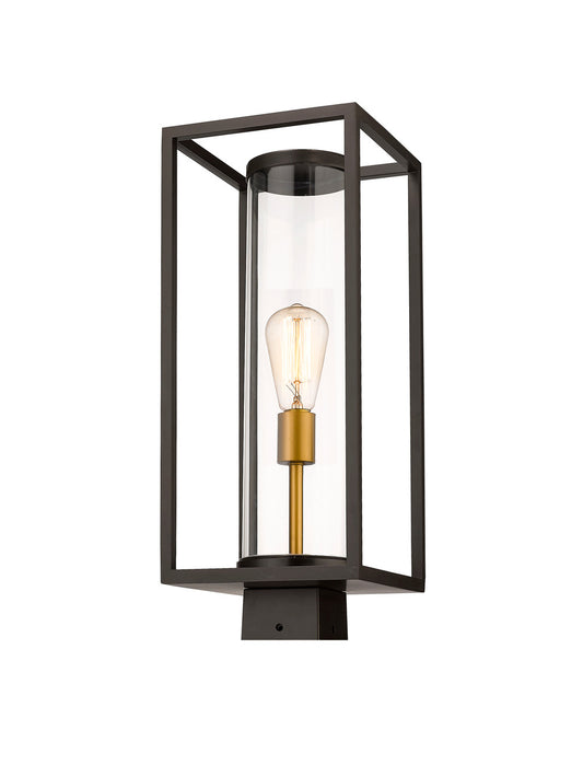 Z-Lite Dunbroch 1 Light Outdoor Post Mount Fixture in Deep Bronze + Outdoor Brass 584PHMS-DBZ-OBS