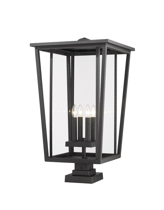 Z-Lite Seoul Outdoor Pier Mounted Fixture in Black 571PHXXLS-SQPM-BK