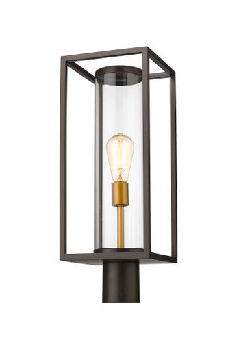 Z-Lite Dunbroch 1 Light Outdoor Post Mount Fixture in Deep Bronze + Outdoor Brass 584PHMR-DBZ-OBS