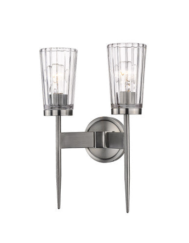 Z-Lite Flair 2 Light Wall Sconce in Antique Nickel 1932-2S-AN