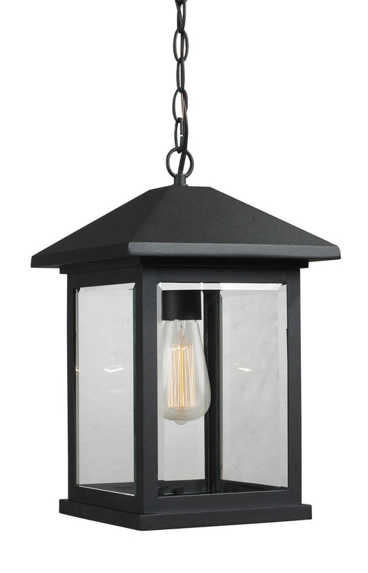 Z-Lite Portland 1 Light Outdoor Chain Mount Ceiling Fixture in Black 531CHB-BK