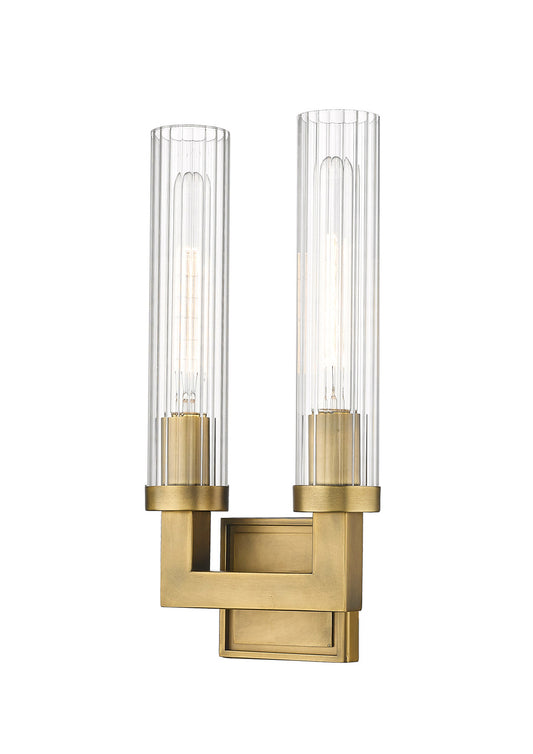 Z-Lite Beau 2 Light Wall Sconce in Rubbed Brass 3031-2S-RB