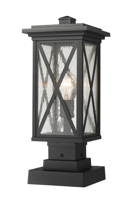 Z-Lite Brookside 1 Light Outdoor Pier Mounted Fixture in Black 583PHMS-SQPM-BK