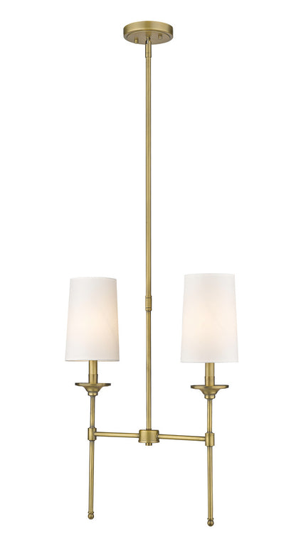 Z-Lite Emily 2 Light Linear Chandelier in Rubbed Brass 3033-2L-RB