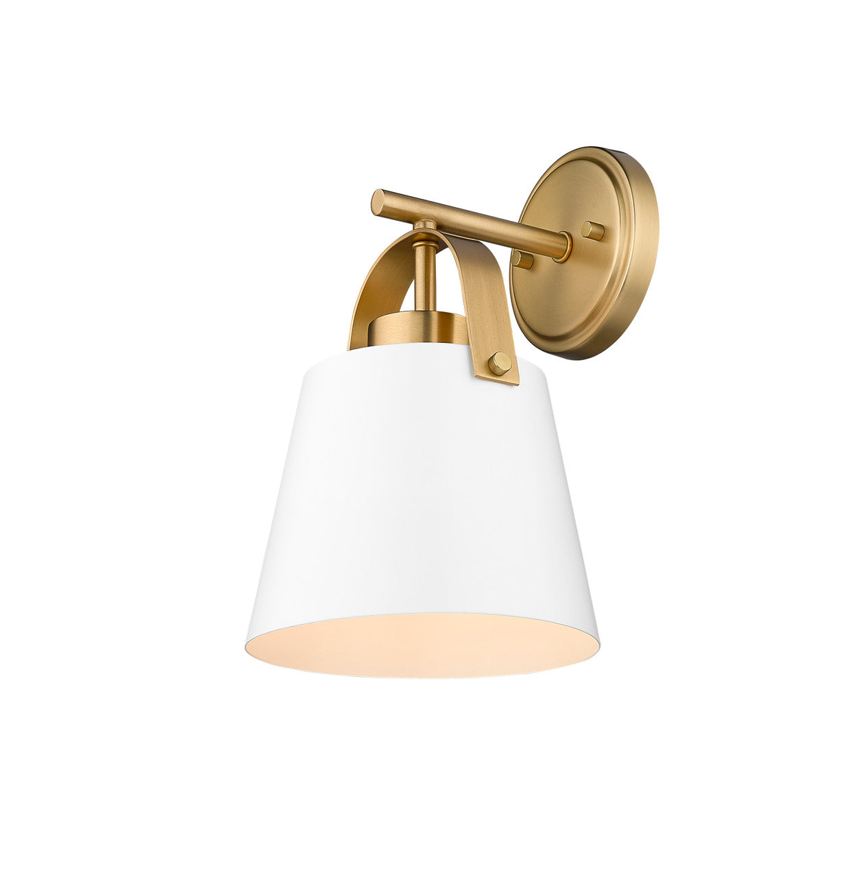 Z-Lite Z-Studio 1 Light Wall Sconce in Matte White + Heritage Brass 726-1S-MW+HBR