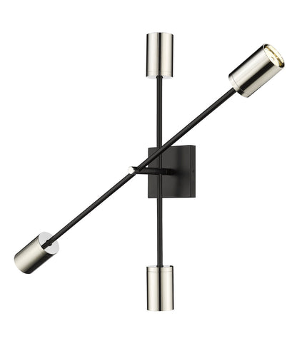 Z-Lite Calumet 4 Light Wall Sconce in Matte Black + Polished Nickel 814-4S-MB-PN