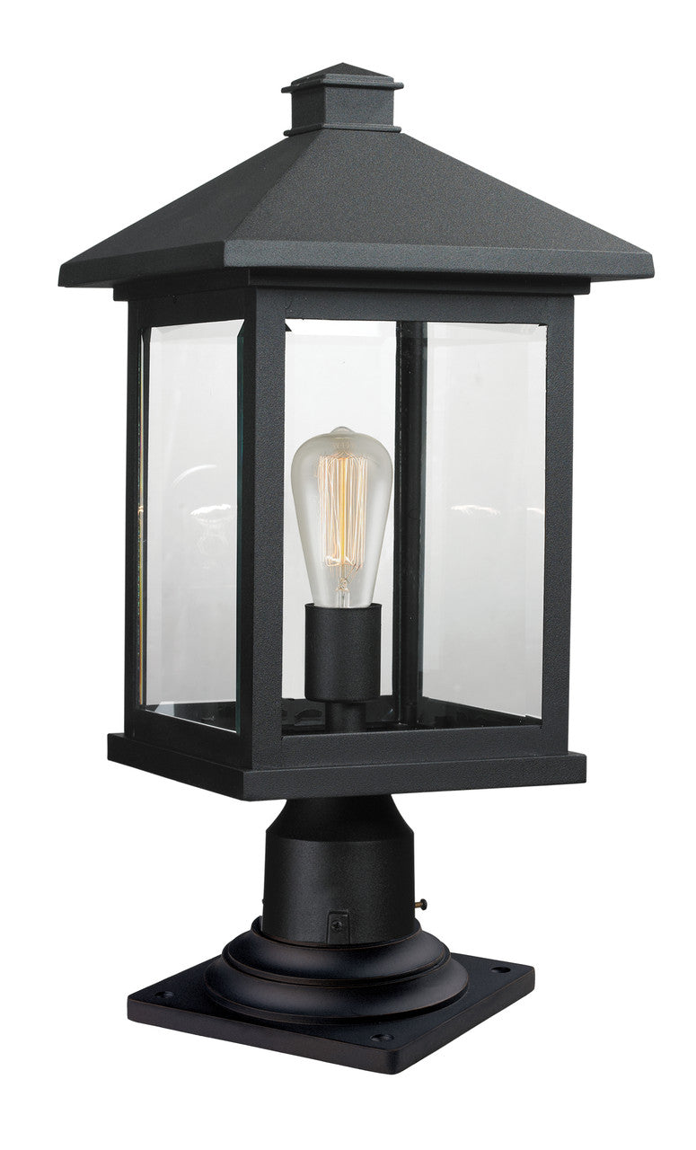 Z-Lite Portland 1 Light Outdoor Pier Mounted Fixture in Black 531PHBR-533PM-BK