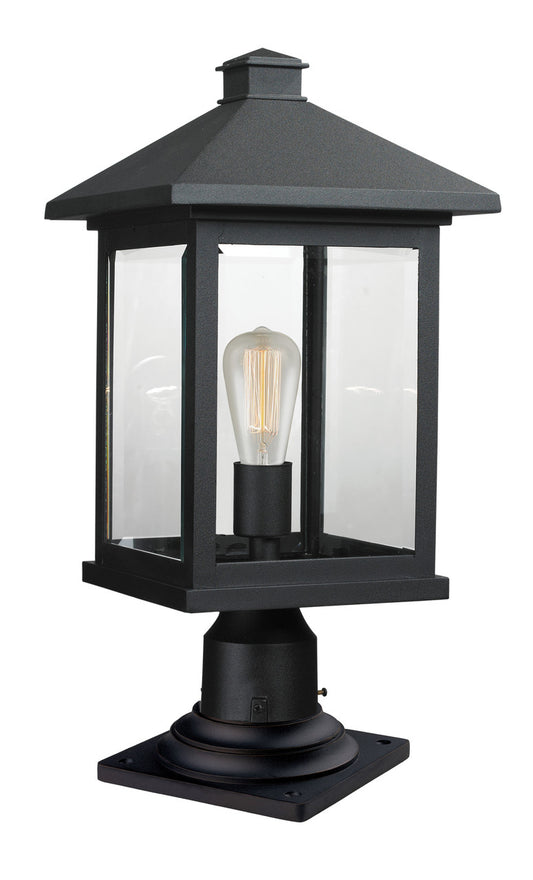 Z-Lite Portland 1 Light Outdoor Pier Mounted Fixture in Black 531PHBR-533PM-BK