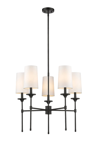 Z-Lite Emily 5 Light Chandelier in Matte Black 3033-5MB