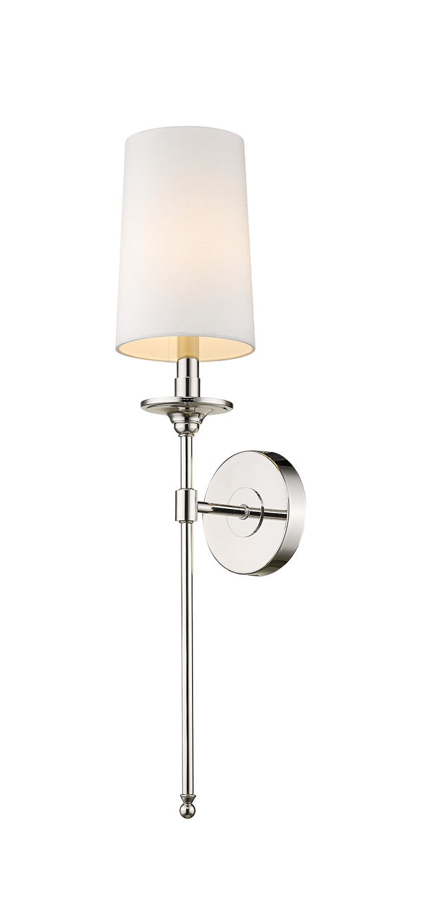 Z-Lite Emily 1 Light Wall Sconce in Polished Nickel 807-1S-PN