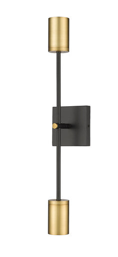 Z-Lite Calumet 2 Light Wall Sconce in Matte Black + Olde Brass 814-2S-MB-OBR