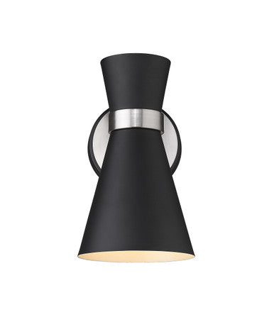 Z-Lite Soriano 1 Light Wall Sconce in Matte Black + Brushed Nickel 728-1S-MB-BN