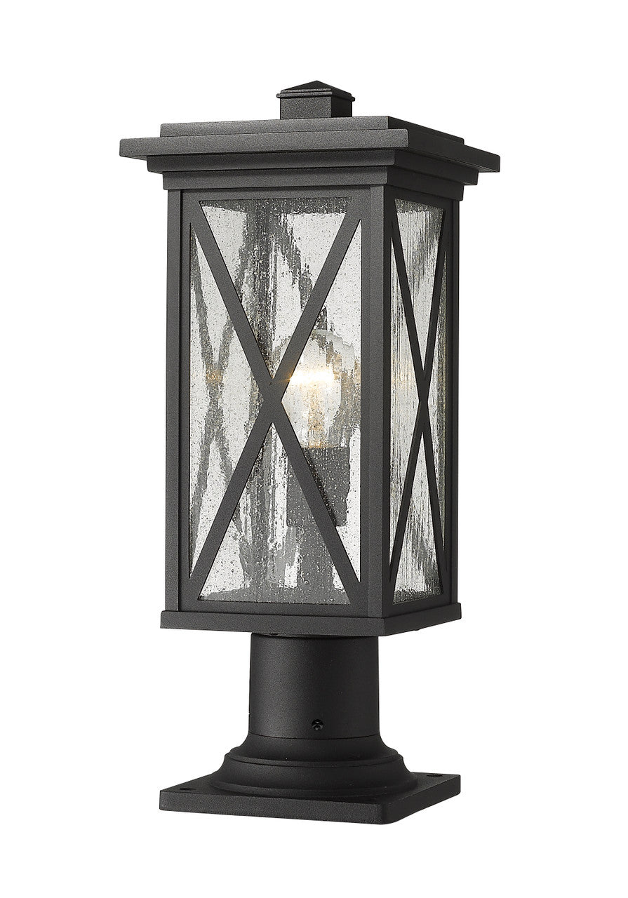 Z-Lite Brookside 1 Light Outdoor Pier Mounted Fixture in Black 583PHMR-533PM-BK