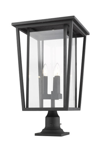 Z-Lite Seoul 3 Light Outdoor Pier Mounted Fixture in Black 571PHXLR-533PM-BK