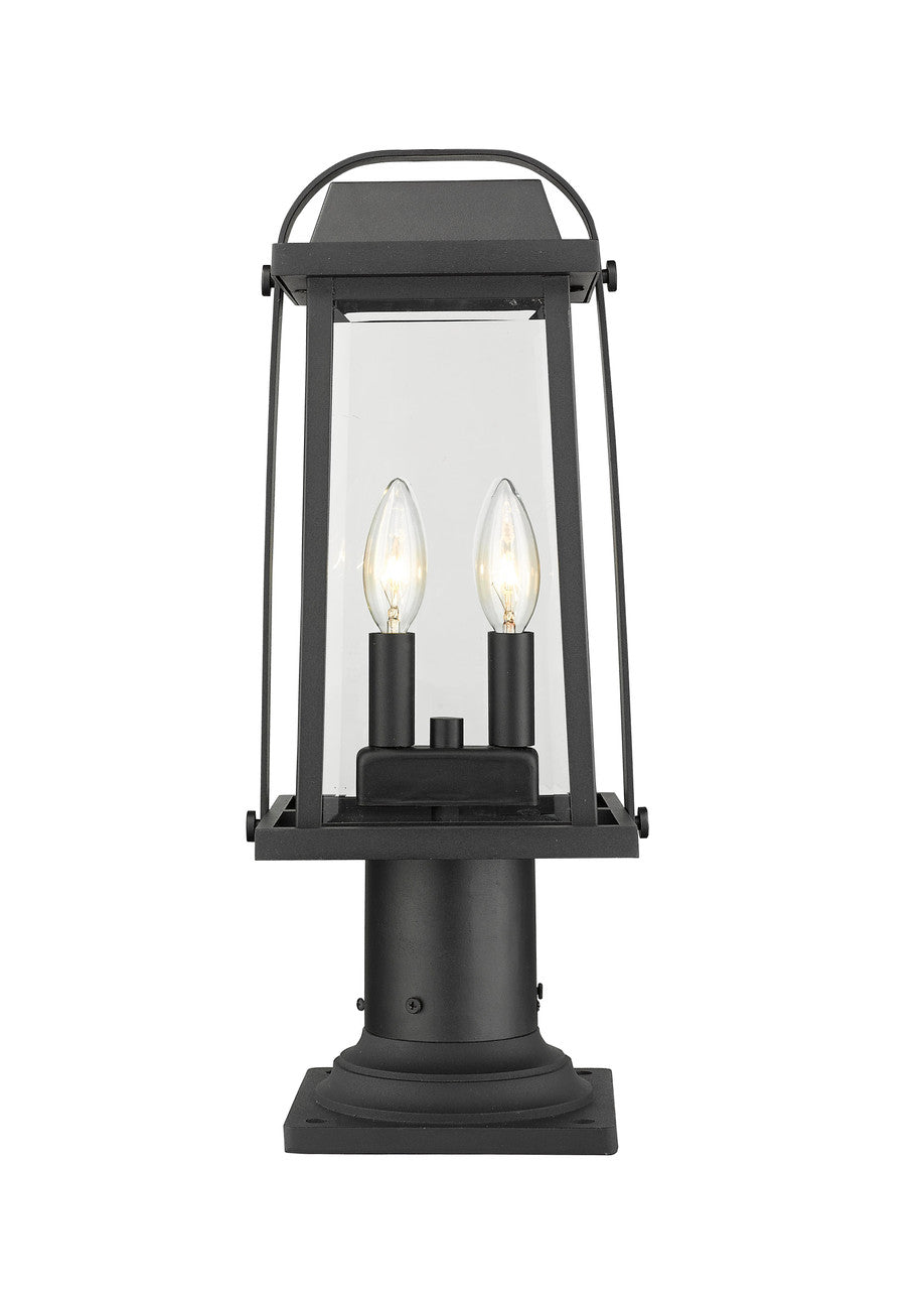 Z-Lite Millworks 2 Light Outdoor Pier Mounted Fixture in Black 574PHMR-533PM-BK