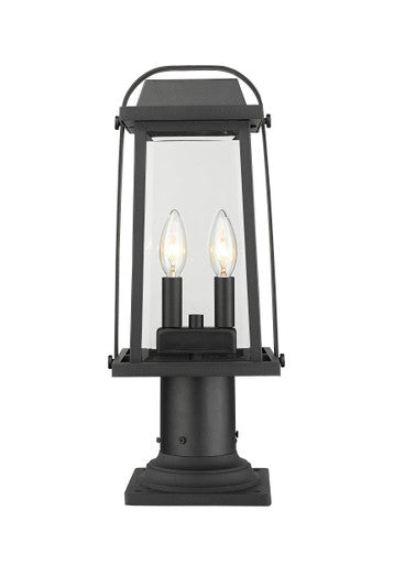 Z-Lite Millworks 2 Light Outdoor Pier Mounted Fixture in Black 574PHMR-533PM-BK