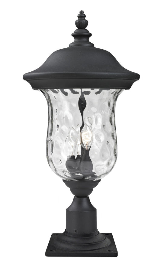 Z-Lite Armstrong 3 Light Outdoor Pier Mounted Fixture in Black 533PHB-533PM-BK