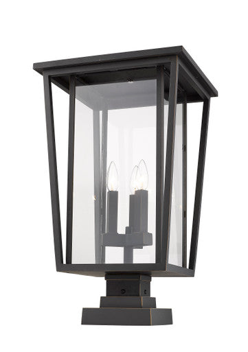 Z-Lite Seoul 3 Light Outdoor Pier Mounted Fixture in Oil Rubbed Bronze 571PHXLS-SQPM-ORB