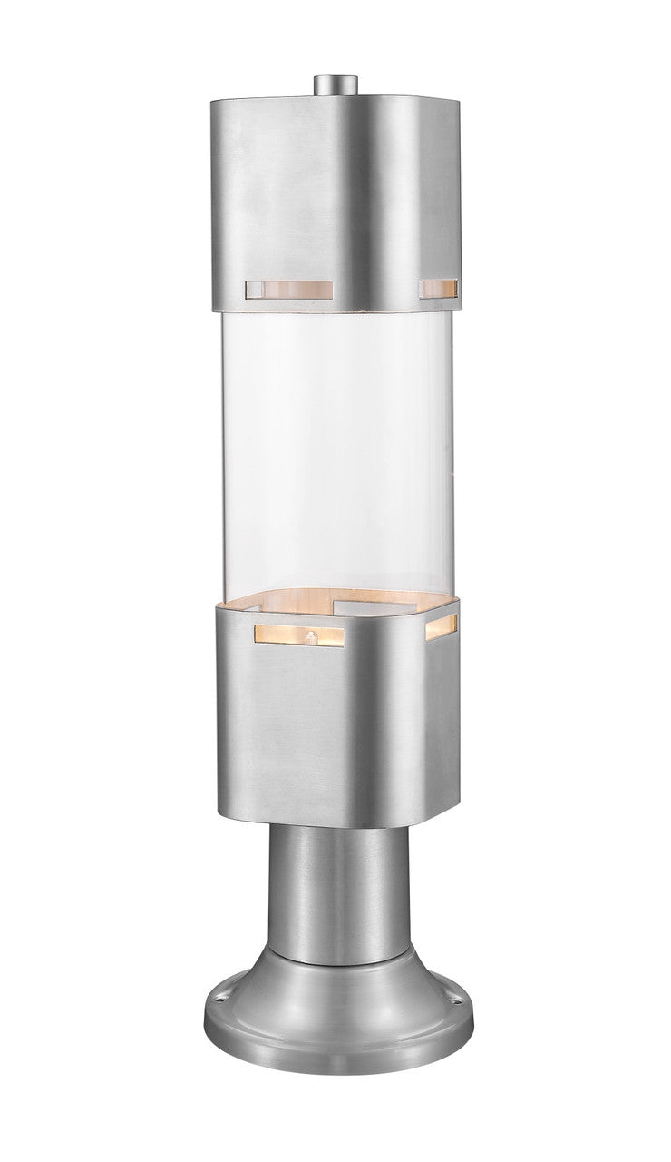 Z-Lite Lestat Outdoor Pier Mounted Fixture in Brushed Aluminum 562PHBR-553PM-BA-LED