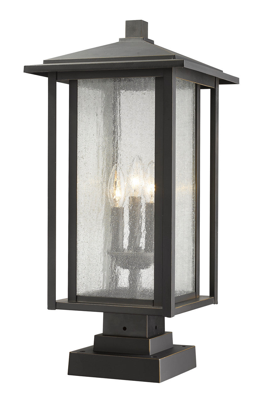 Z-Lite Aspen 3 Light Outdoor Pier Mounted Fixture in Oil Rubbed Bronze 554PHXLS-SQPM-ORB