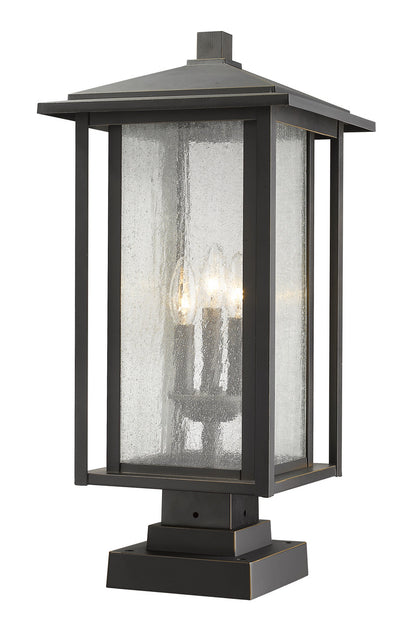 Z-Lite Aspen 3 Light Outdoor Pier Mounted Fixture in Oil Rubbed Bronze 554PHXLS-SQPM-ORB