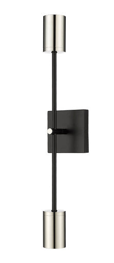 Z-Lite Calumet 2 Light Wall Sconce in Matte Black + Polished Nickel 814-2S-MB-PN