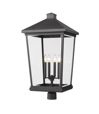 Z-Lite Beacon 4 Light Outdoor Post Mount Fixture in Black 568PHXXLR-BK