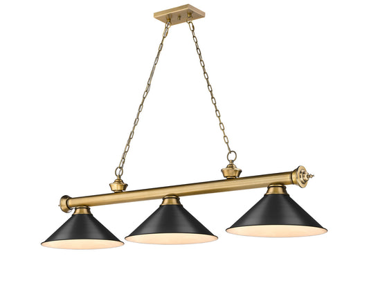 Z-Lite Cordon 3 Light Billiard in Rubbed Brass 2306-3RB-MB15