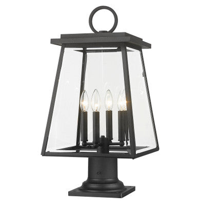 Z-Lite Broughton 4 Light Outdoor Pier Mounted Fixture in Black 521PHBR-533PM-BK