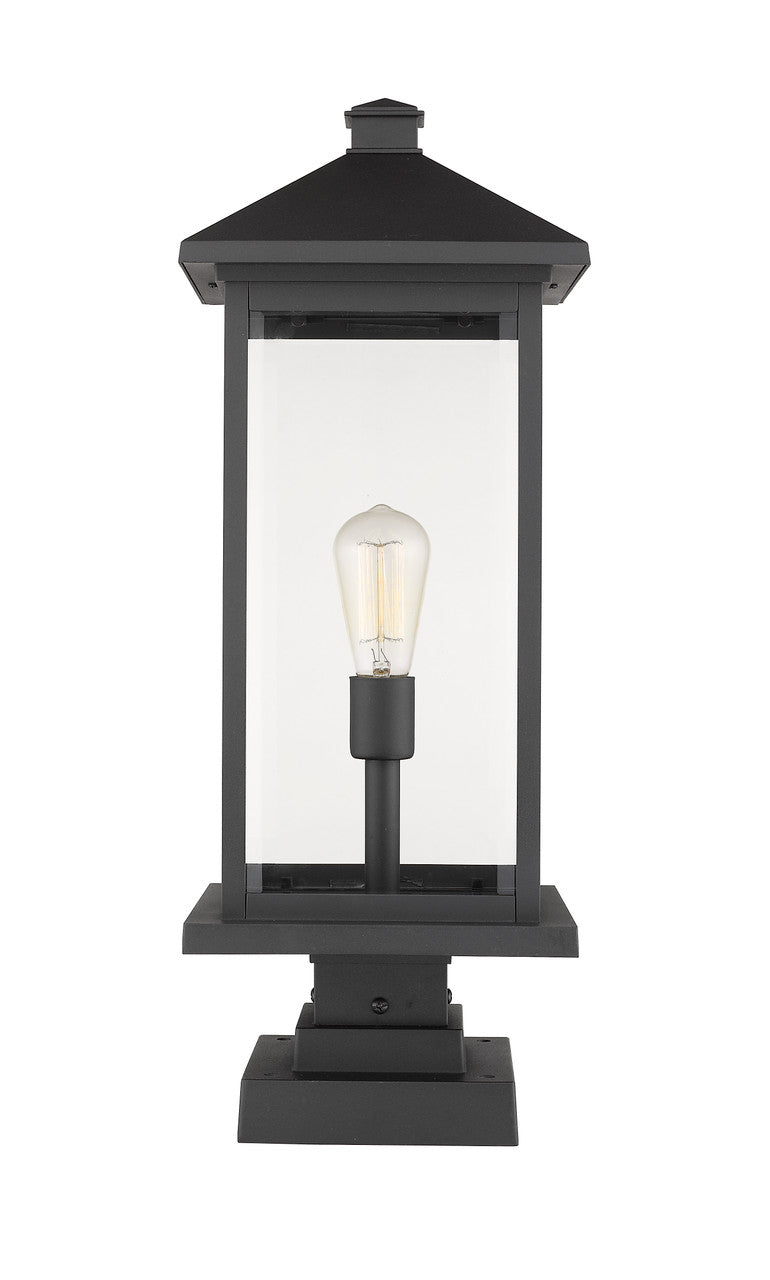 Z-Lite Portland Outdoor Pier Mounted Fixture in Black 531PHBXLS-SQPM-BK