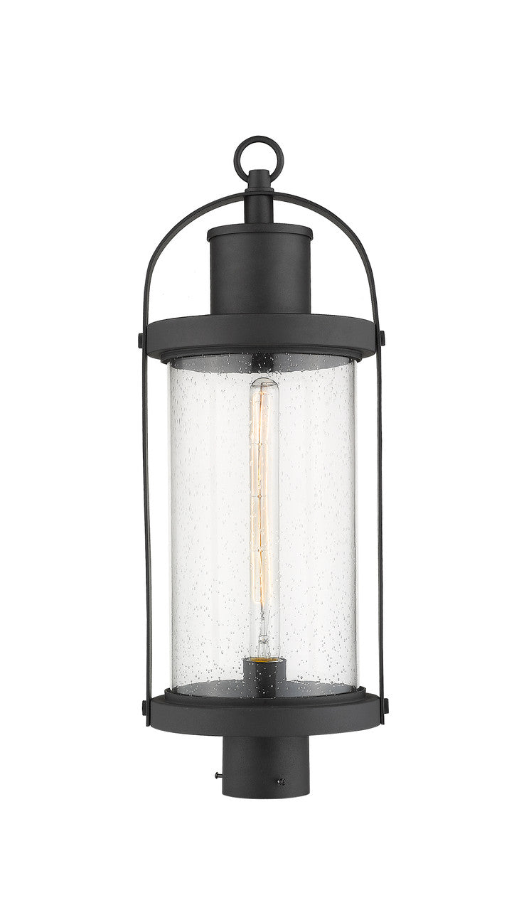 Z-Lite Roundhouse 1 Light Outdoor Post Mount Fixture in Black 569PHB-BK