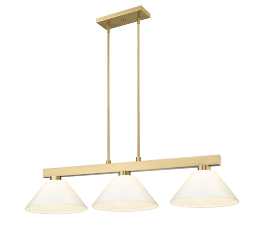 Z-LITE Cobalt 3 Light Billiard in Modern Gold 152MGLD-PWH