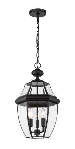 Z-Lite Westover 3 Light Outdoor Chain Mount Ceiling Fixture in Black 580CHB-BK