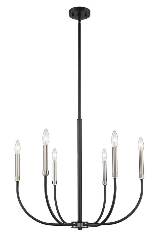 Z-Lite Haylie 6 Light Chandelier in Matte Black + Brushed Nickel 479-6MB-BN