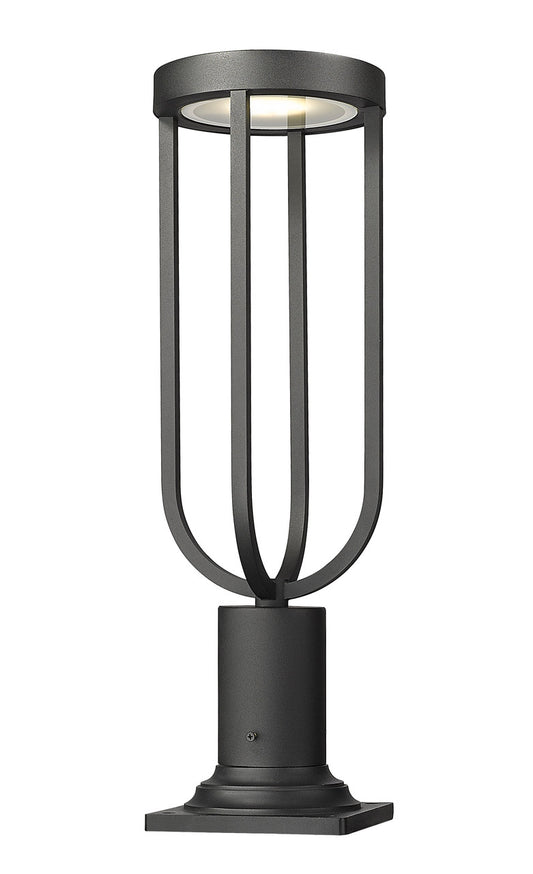 Z-LITE Leland 1 Light Outdoor Pier Mounted Fixture in Sand Black 5005PHM-533PM-BK-LED