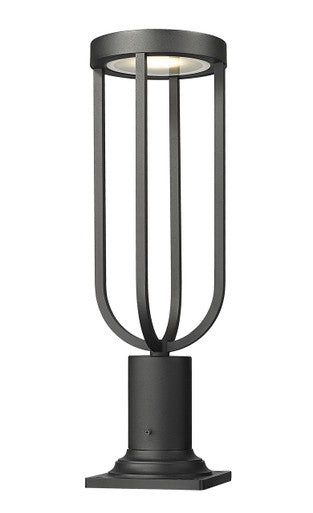 Z-Lite Leland 1 Light Outdoor Pier Mounted Fixture in Sand Black 5005PHM-533PM-BK-LED