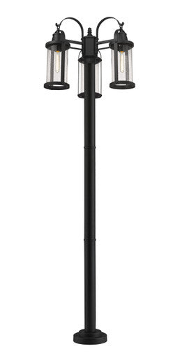 Z-Lite Roundhouse 3 Light Outdoor Post Mounted Fixture in Black 569MP3-567P-BK